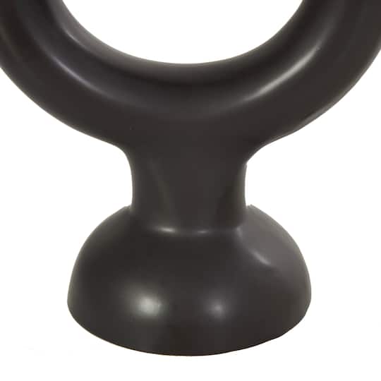 CosmoLiving by Cosmopolitan 9" Black & White Ceramic Geometric Ring Taper Candle Holder Set